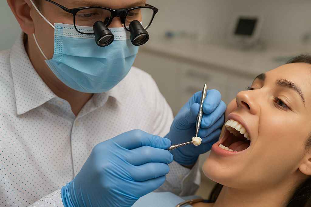 Dental Crown Being Placed