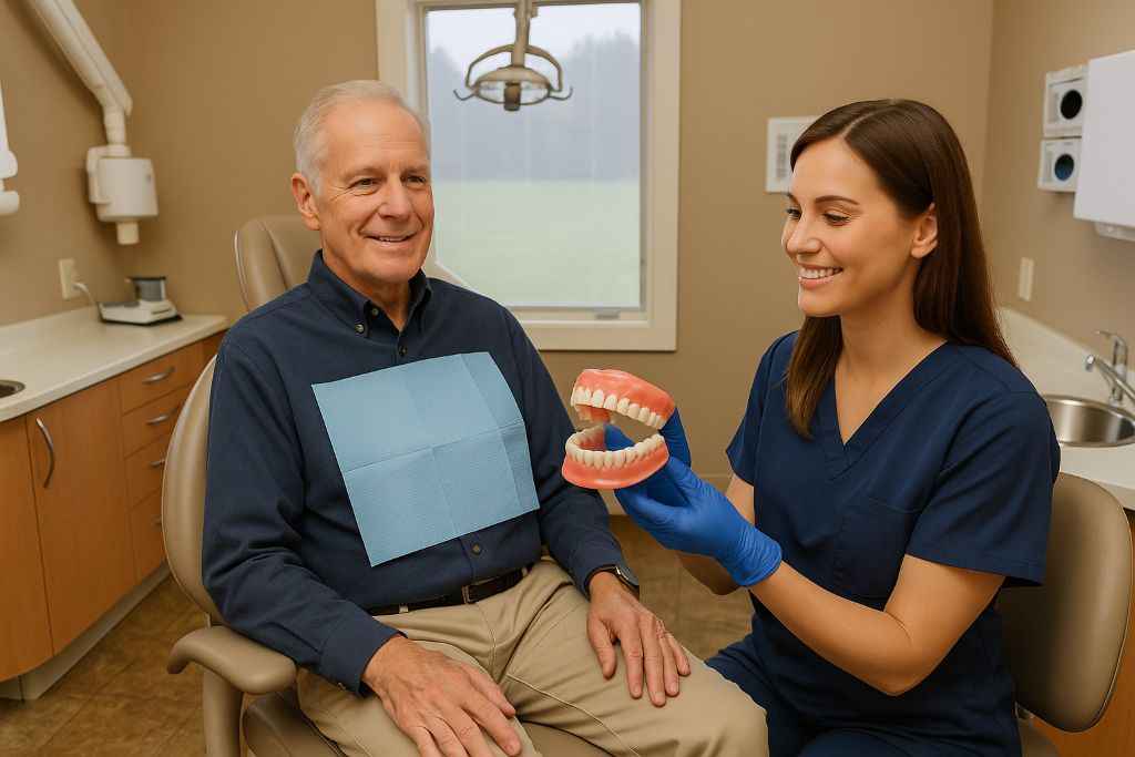 hygienist showing Dentures