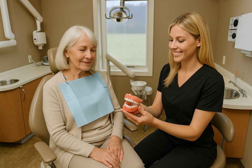 dentures on a workbench