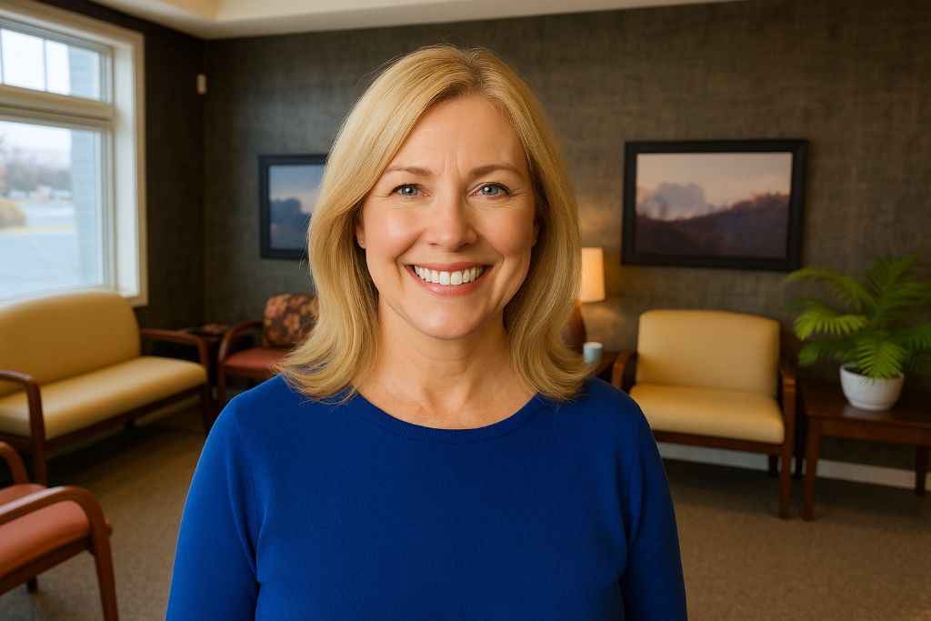 Woman Smiling Dental Office